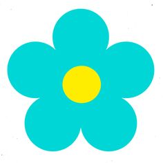 a blue flower with yellow center on a white background