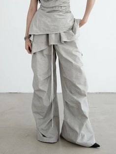 Hantuki Drawstring Layered Pants Layered Pants, Casual Date Night, Glamorous Style, Overall Dress, Ruffle Skirt, Palazzo Pants, Casual Denim, Fashion Pants, Outerwear Jackets