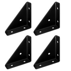 four black metal brackets on a white background