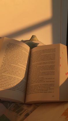 an open book sitting on top of a table