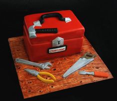 a cake made to look like a tool box