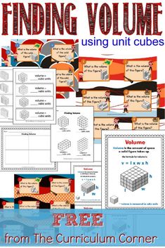 finding volume using unit cubes from the curious corner with text and pictures on it