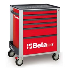 a red and silver toolbox with the word beta on it's side