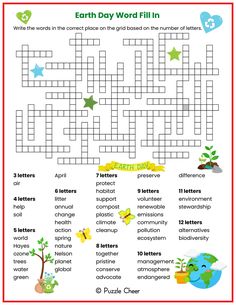 the earth day word fill in with words to help students learn how to use it