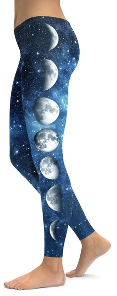 The phases of the moon are determined by its position to Earth and the sun. Because the Moon doesn't make its own light, it simply reflects the Sun's light. Our designer created these Moon Phases leggings with its phases from top to bottom. Soft and stretchy, these are perfect for your gym workout or yoga. Womens Printed Leggings, The Phases Of The Moon, Best Leggings For Women, Gothic Leggings, Cheap Leggings, High Waist Sports Leggings, High Quality Leggings, Camouflage Leggings, Workout Stuff