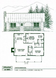 the floor plan for a small log cabin