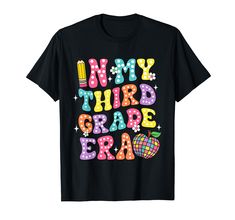 PRICES MAY VARY. Retro Groovy In My Third Grade Era First Day Of School Tee. Funny back to school tee for kids, girls, boys, youth, women, men, teacher, son, daughter, friend, 3rd Grade students, 3rd Grade teachers who are about to start their adventure in Third Grade Start your first day of school in style with this 3rd Grade Teacher Tee. Great 3rd Grade Outfit for to show off their big back to school. Cute design for 3rd Grade students to matching 3rd Grade squad Teacher Tee. Lightweight, Clas Groovy School Shirt, 2nd Grade Shirt For Girl, First Grade Teacher Shirts Svg, Hello First Grade Shirt, School Tees, T Shirt Image, Teacher Tees, Third Grade, First Day Of School