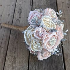 Wood Flower Bridal Bouquet, Silver Brooch Quinceanera Bouquet, Wood Bridal Bouquet, Wooden Flowers Bouquet, Rose Quince Bouquet Quince Bouquet, Wedding Flower Alternatives, Wooden Flower Bouquet, Brooch Bouquet Diy, Quinceanera Bouquet, Wood Roses, Bouquet Rose, Cascade Bouquet, Brooch Bouquet