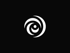 the letter o is made up of two spirals in black and white, on a dark background