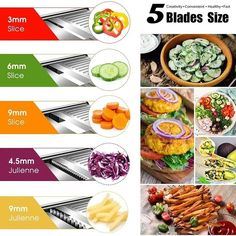 the five stages of salads are shown with different ingredients and vegetables in each section