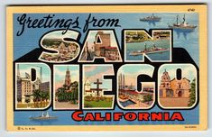 an old postcard from san diego, california