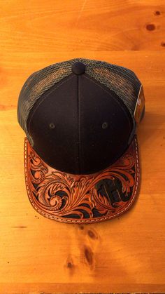 Made to order Leather Hat Pattern, Leather Spur Straps, Dopp Bag, Country Hats, Leather Designs, Leather Hat, Custom Boots, Cap Designs, Boot Straps