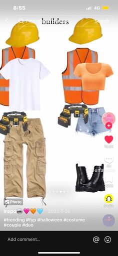 an image of construction worker outfit on the app store page, with text that reads builders