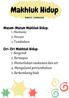 the menu for makluk hidup