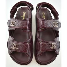 Chanel 21c Burgundy Red Caviar Gold Cc Logo Mule Slide Flat Teva Dad Sandal 36 ********** Chanel ********** Brand: Chanel Size: 36 (Know Your Chanel Size) Name: Dad Sandals Color: Burgundy Style: 21c Style#: G35927 X56140 0k038 Material: Grained Calfskin Cc Light Gold Chain Logo On Straps Burgundy Dark Red Wine / Maroon Caviar Grained Calfskin Stitch Quilted Material Hook And Loop Adjustable Double Straps Brand New In Box, Comes With Original Box And Dust Bag 100% Authentic Or Your Money Back Gr Chanel Mules, Chain Logo, Dad Sandals, Red Caviar, Burgundy Style, Chanel Brand, Chanel Sandals, Girly Shoes, Cc Logo