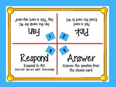 four squares with the words respond and answer in each square, which are numbered by numbers