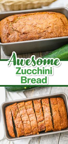 two pans filled with zucchini bread sitting next to each other