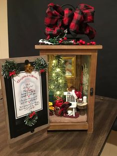 a doll house with a christmas scene inside