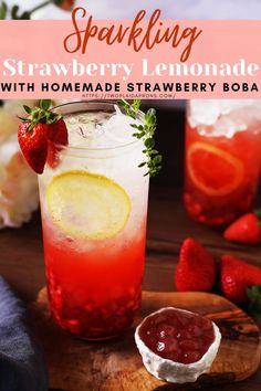 sparkling strawberry lemonade with homemade strawberry soda is the perfect summer drink to sip in