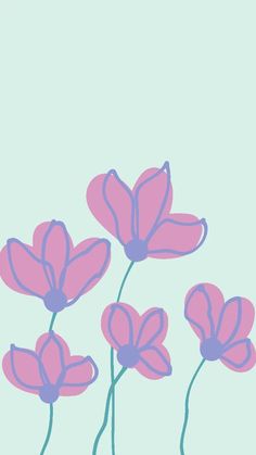 three pink flowers on a light blue background