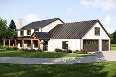 this is an artist's rendering of the modern farmhouse style home