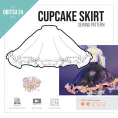 an image of a cupcake skirt sewing pattern on a mannequin headdress