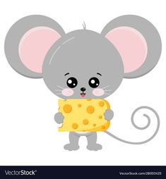 a cartoon mouse holding a piece of cheese