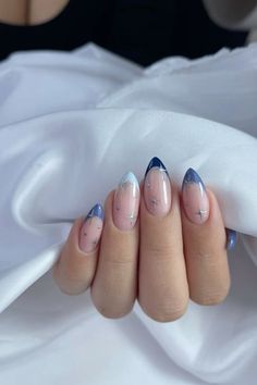 Blue And White Nails, Dream Nails, Funky Nails, Short Acrylic Nails