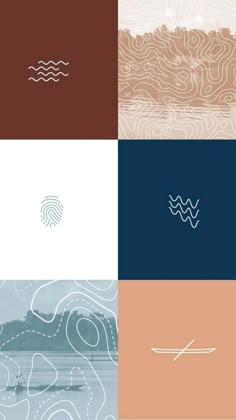 four different color palettes with waves and lines on them, each showing the same direction