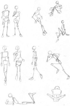 some drawings of people doing different things in the same direction, including legs and arms