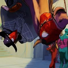 spider - man and other animated characters are in the background