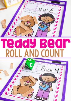 the teddy bear roll and count game is shown