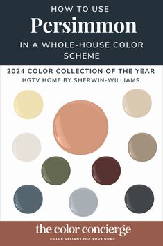 the color scheme for sheryln williams's new book, how to use persimmon in a whole - house color scheme