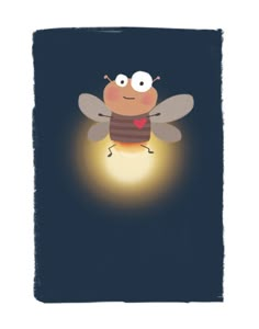 a drawing of a bee sitting on top of a piece of paper in the dark