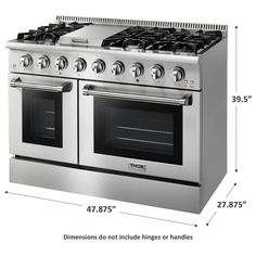 an image of a stainless steel stove with two burners and one oven door open