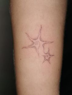 a person with a tattoo on their arm that has three stars in the shape of a star