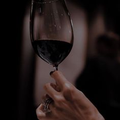 a person holding a wine glass with red wine in it's left hand, while the other hand holds something