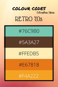 the color code for retro 80's and 70's is shown in three different colors