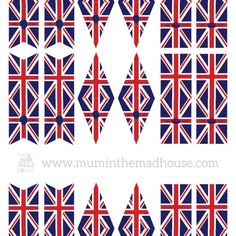 the british flag is shown with different shapes