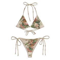 Our Floral Rococo Print ♡Adjustable triangle cups ♡Flexible bikini straps ♡Soft and stretchy material with UPF 50+ ♡Double-lined to prevent sheerness ♡Machine wash delicate, hang dry ♡An Exclusive Original Print Swimwear Coquette, Loveshackfancy Swimwear, Pink Floral Print Beachy Swimwear, Floral Print Adjustable Tie-side Swimwear, Victoria's Secret Floral Print Beachwear, Rococo, Stretchy Material, Women Swimsuits, Original Prints