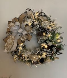 a christmas wreath hanging on the wall