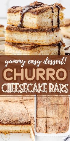 yummy easy dessert churro cheesecake bars