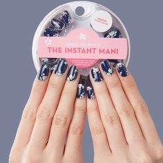 Short Press On Nails, Navy Base, Medium Long, My House