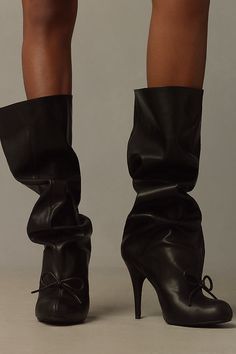 Synthetic Upper, Leather/ Fabric Lining, Synthetic Sole Pull-on styling Slouchy design Imported | Profound Slouched Boots by Jeffrey Campbell in Black, Women's, Size: 7, Leather at Anthropologie Slouch Boots, Calvin Klein 205w39nyc, Slouchy Boots, Slouched Boots, Street Style Chic, Designer Boots, Style Chic, Jeffrey Campbell, Leather Fabric