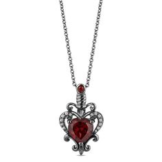 Disney Evil Queen Inspired Diamond & Garnet Necklace Black Rhodium | Enchanted Disney Fine Jewelry Enchanted Disney, Enchanted Disney Fine Jewelry, Disney Fine Jewelry, Queen Jewelry, Goth Clothing, Bridal Jewelry Collection, Heart Necklace Diamond, Jewelry Black, Earrings Inspiration