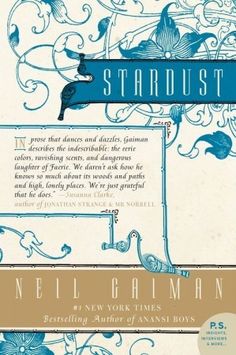 the stardust by neil gaiman is shown in blue and white, with an ornate border