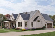 this is an artist's rendering of the farmhouse style house plans that are available for purchase