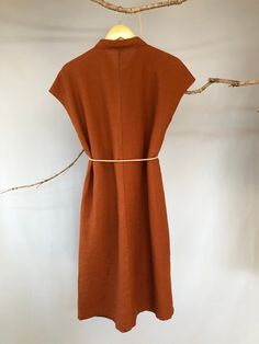 "Sheath dress with shirt collar and relaxed fit. Complementary belt for a fit and flare style. In beige, caramel and black colors. It will become your favorite go-to for an effortless chic look. -100% medium weight linen -Spread collar -Cap sleeves -Seaming details in front and back -Half hidden button closure -Below the knee length -Color in listing: Terracotta, Forest Green, Taupe Please provide your shoulder width, full bust measurement (measured around the fullest part), and your height in t V-neck Linen Dress For Workwear With Relaxed Fit, Relaxed Fit Linen V-neck Dress For Work, Long Solid Dresses For Day Out, Solid Long Dresses For Day Out, Casual Solid Linen Dress For Daywear, Summer Shift Shirt Dress In Midi Length, Knee-length Fall Beach Shirt Dress, Fall Season Relaxed Fit Maxi Dress, Fall Midi Dress With Relaxed Fit