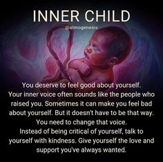 an image of a baby with the words inner child on it's back ground