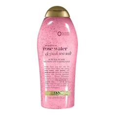 Rose Water Body Scrub, Ogx Body Wash Rose Water, Rose Water Products, Ogx Body Scrub, Pink Body Products, Rose Water Body Wash, Rose Water And Pink Sea Salt, Ogx Body Wash, Pink Body Wash